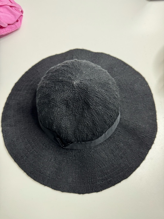 Vince Camuto Black Knit Floppy Sun Hat OS main image 5